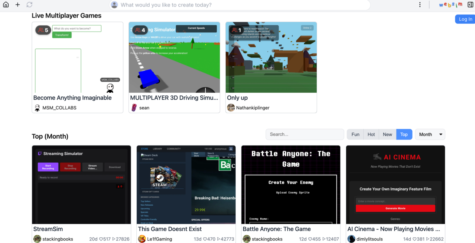 WebSim AI | Library of neural networks and promts in Russian language